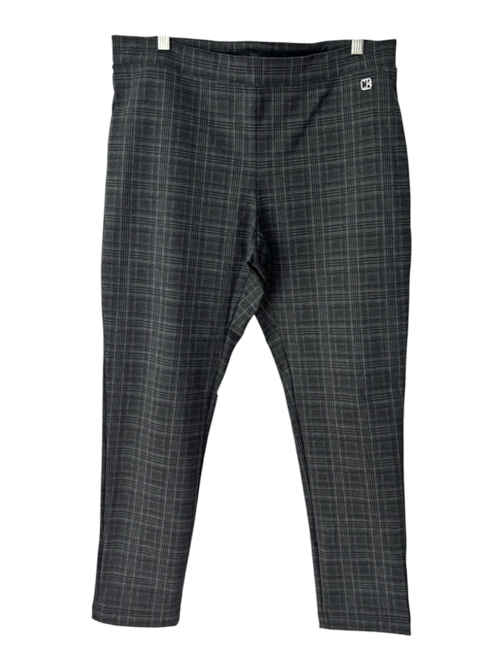 NWOT Calvin Klein Black Gray Plaid Leggings SZ L